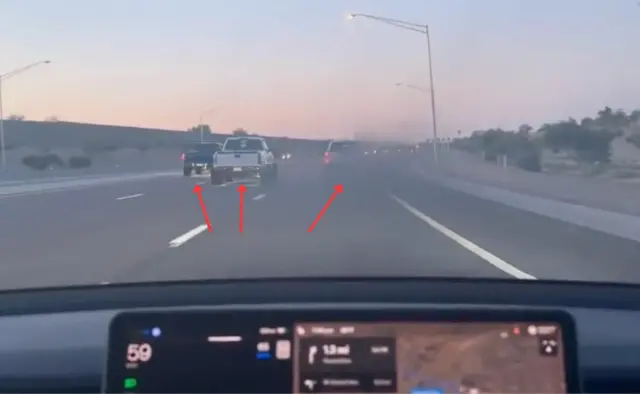 tesla driver shares disturbing video after being harassed by pickup trucks should be a punishable federal crime